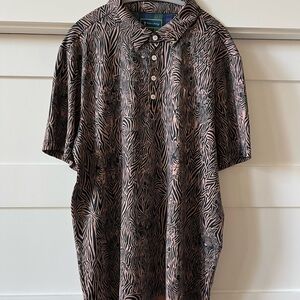 William Murray Golf Black and Pink/Cream Patterned Shirt